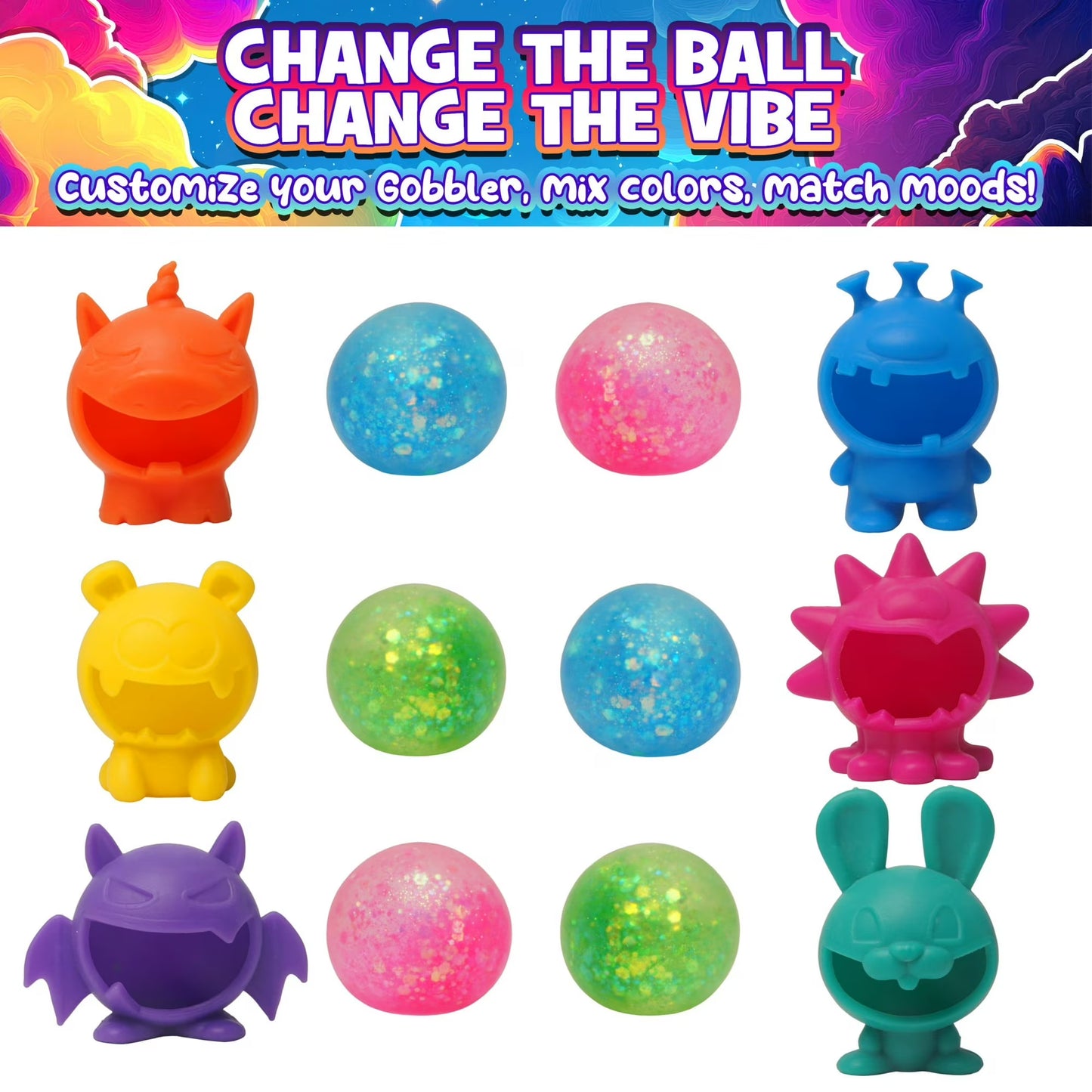 Glitter Gobblers Squishy Creature
