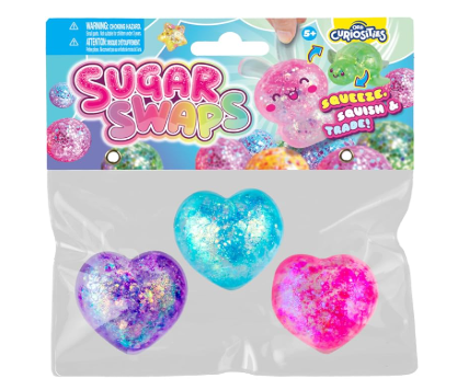 ORB Curiosities Sugar Swaps | Glitter Hearts – Sensory Fidget 3-Pack