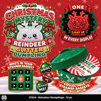 Fun Doh Christmas Mystery Reindeer Glitter Dumpling | Rare Light-Up Squishy