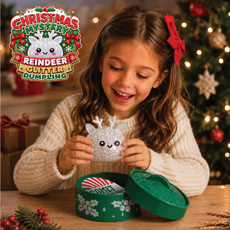 Fun Doh Christmas Mystery Reindeer Glitter Dumpling | Rare Light-Up Squishy