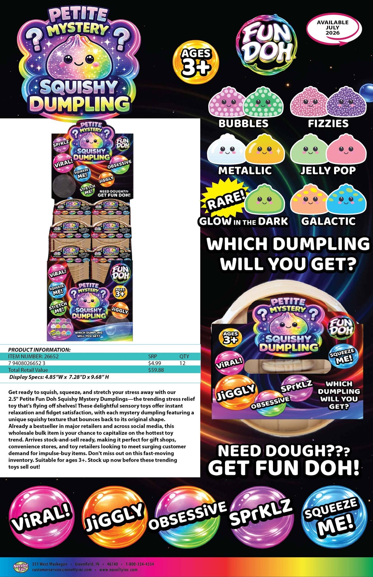 Fun Doh Mini Petite Mystery Squishy Dumpling | 2.5"
