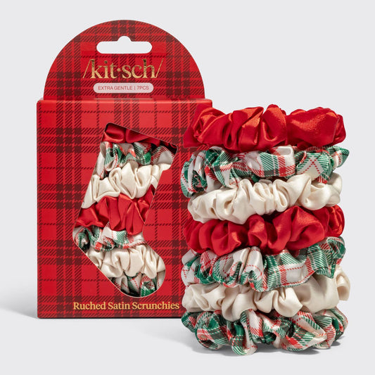 Kitsch Holiday Satin Scrunchies – 7-Piece Set
