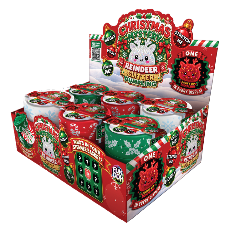 Fun Doh Christmas Mystery Reindeer Glitter Dumpling | Rare Light-Up Squishy