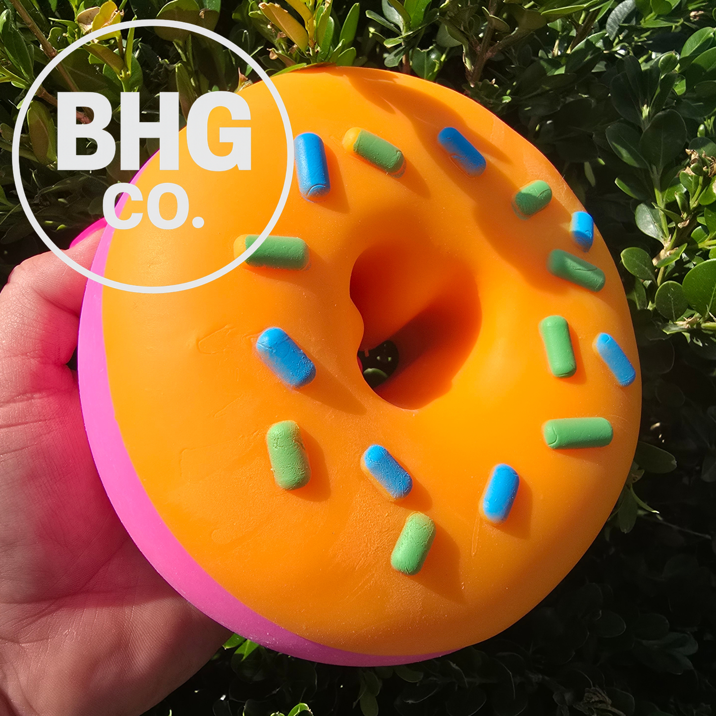 Jumbo Dough-Filled Donut Squishy | Pink Dough with Orange Icing