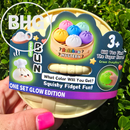 Mystery Bun Squishy Fidget – Glow Edition