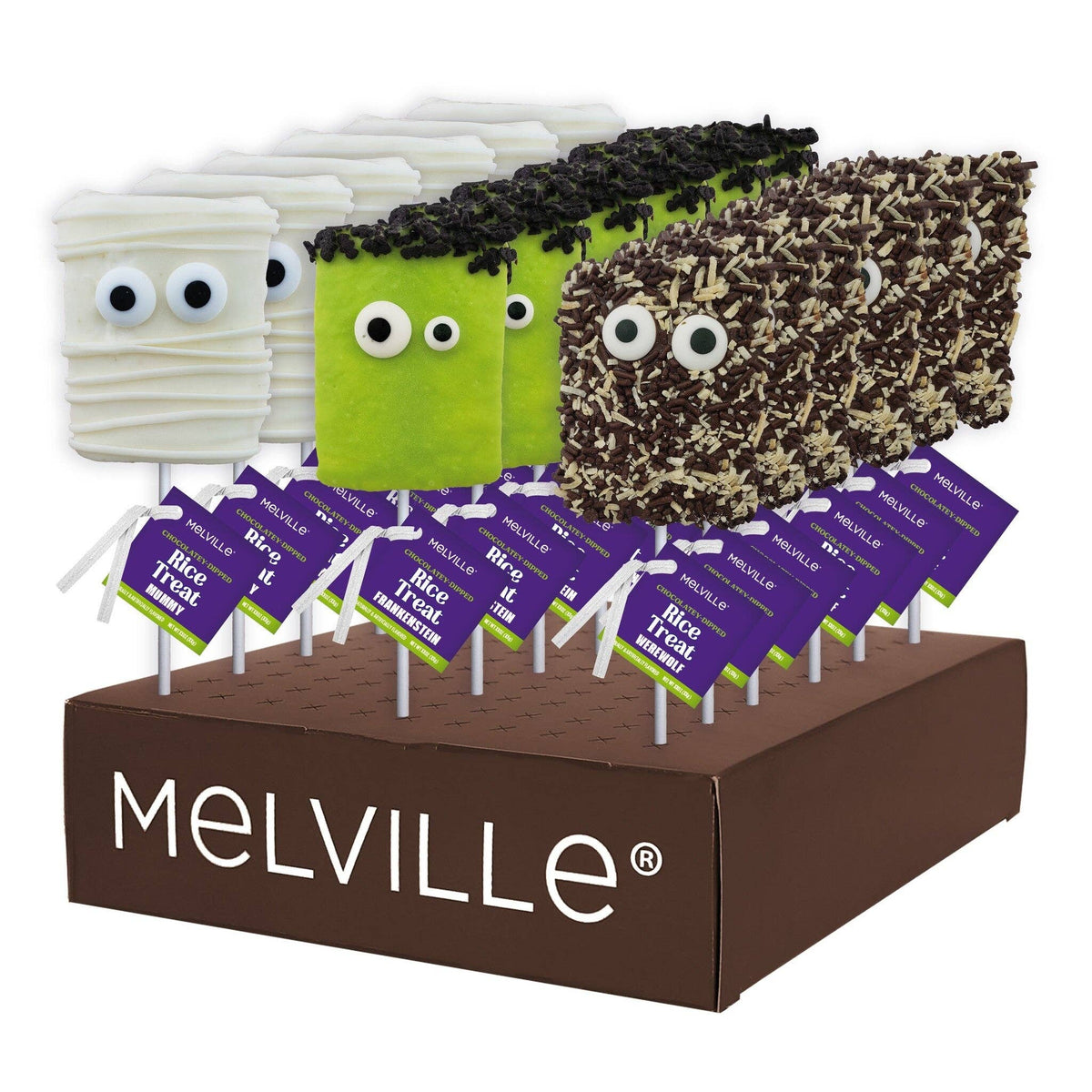 Melville | Halloween Chocolate-Dipped Rice Treat Pops 3-Pack