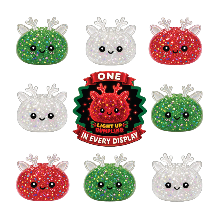 Fun Doh Christmas Mystery Reindeer Glitter Dumpling | Rare Light-Up Squishy