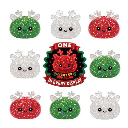 Fun Doh Christmas Mystery Reindeer Glitter Dumpling | Rare Light-Up Squishy
