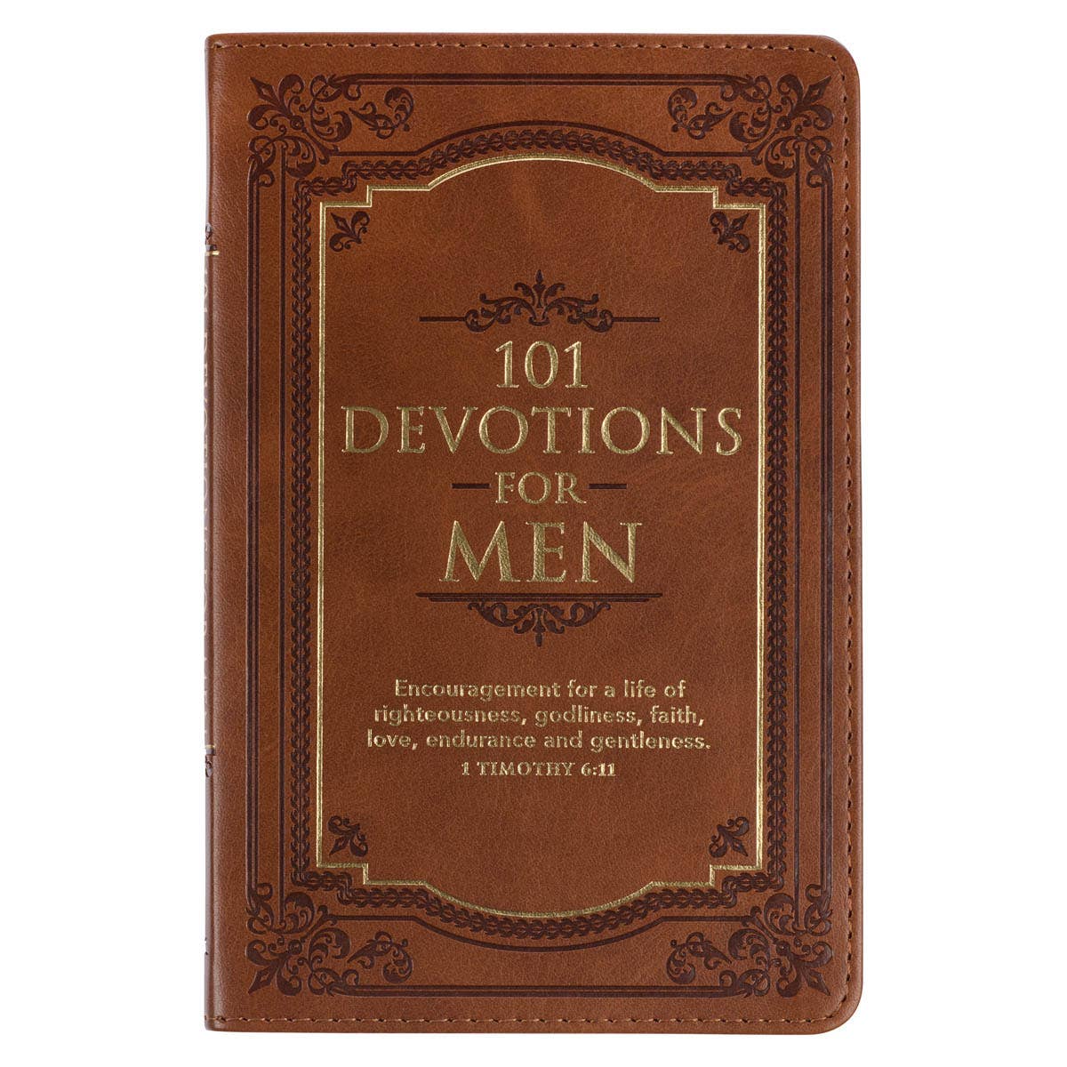 101 Devotions for Men – Tawny Brown Faux Leather Devotional