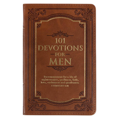 101 Devotions for Men – Tawny Brown Faux Leather Devotional